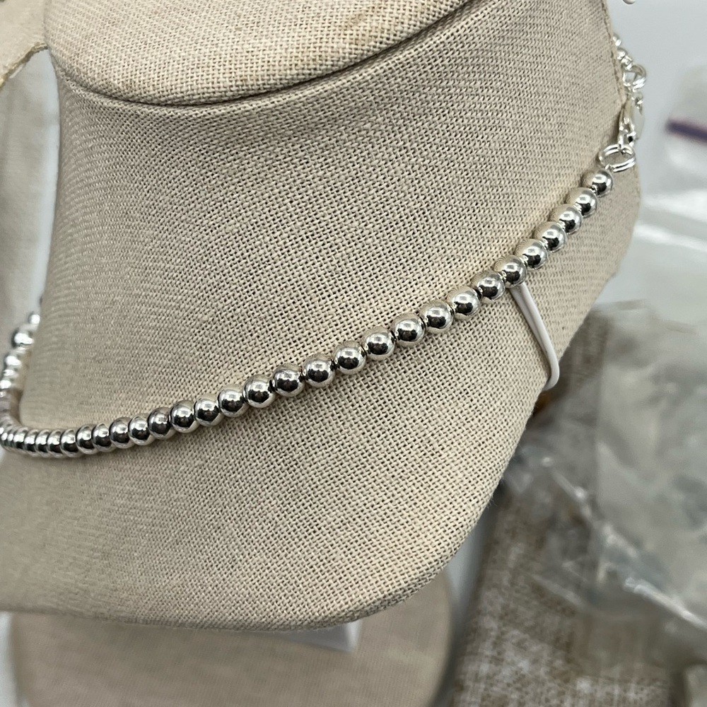 Vintage Sterling Silver Graduated Bead Necklace – 16" – 13.5g - Picture 9 of 16